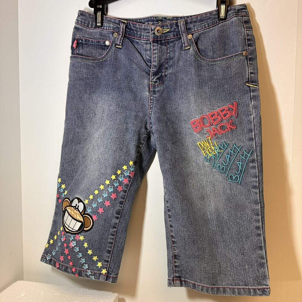 Bobby Jack Brand Girls Embroidered Monkey Shorts size 14 EUC Jungle Bermuda